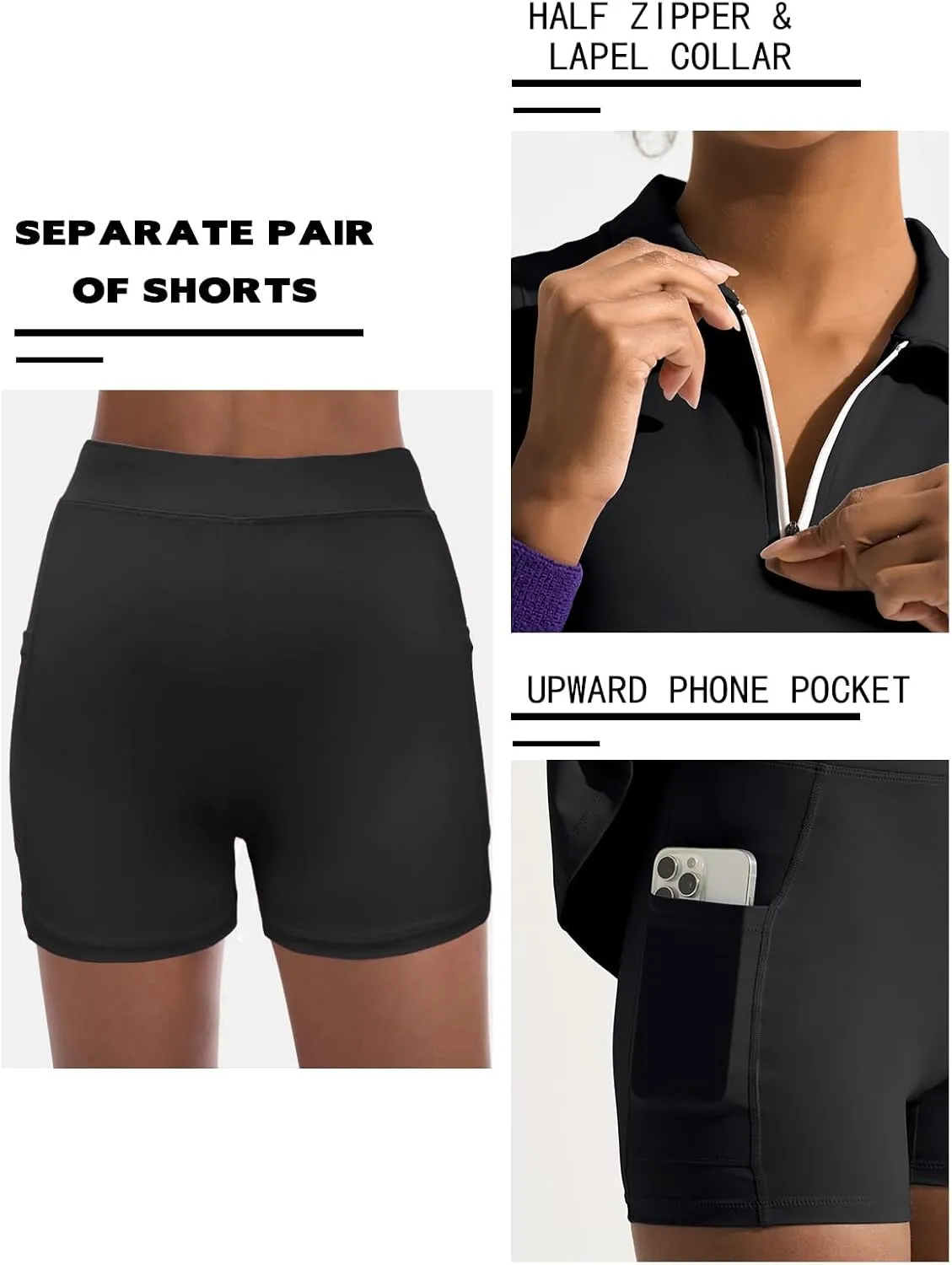 Dokuritu Golf Dresses for Women Polo Half Zipper Sleeveless Tennis Workout Athletic Dress with Shorts and 4 Pockets