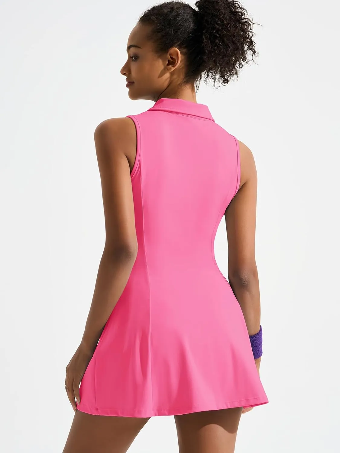 Dokuritu Golf Dresses for Women Polo Half Zipper Sleeveless Tennis Workout Athletic Dress with Shorts and 4 Pockets