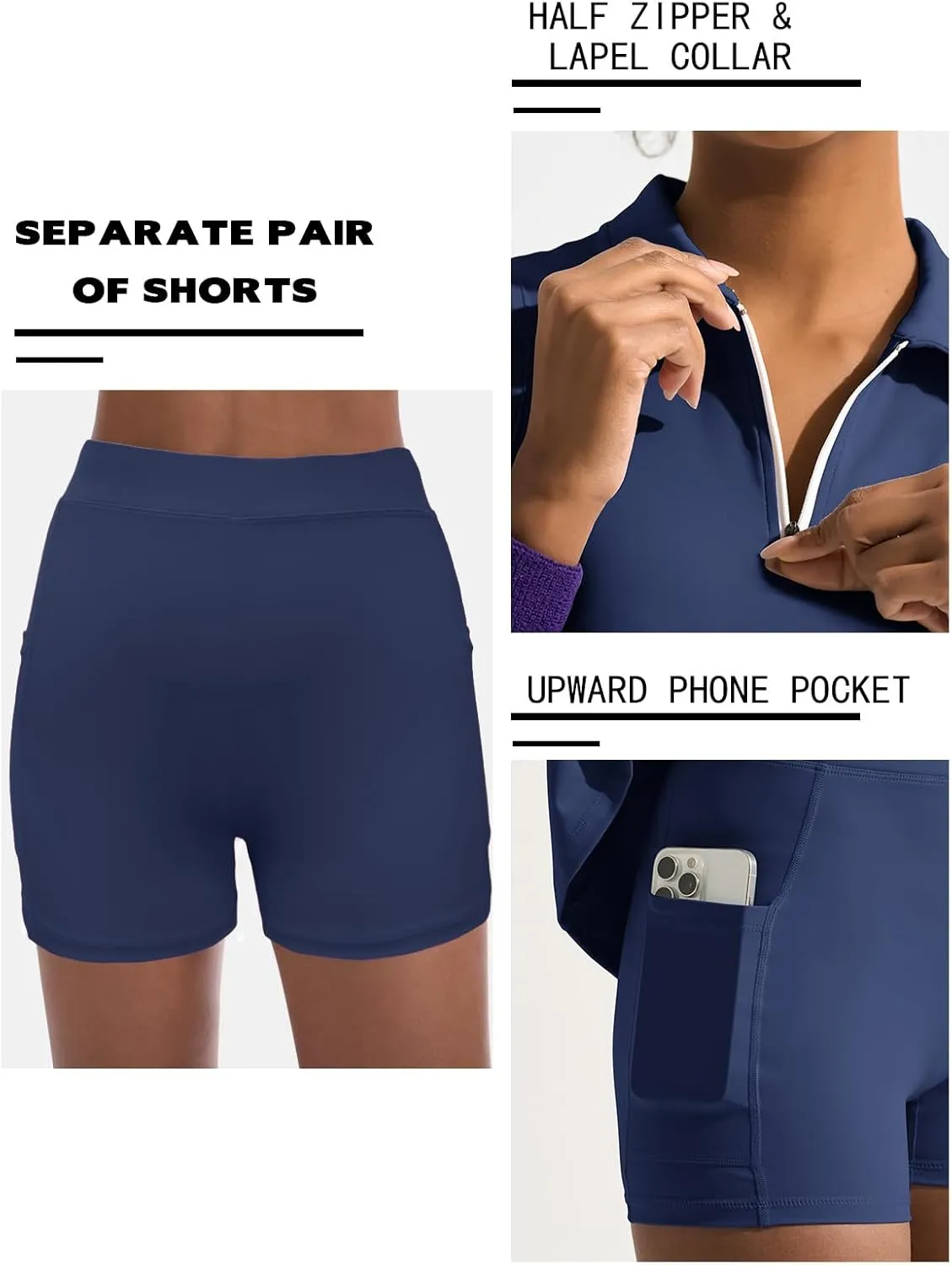 Dokuritu Golf Dresses for Women Polo Half Zipper Sleeveless Tennis Workout Athletic Dress with Shorts and 4 Pockets