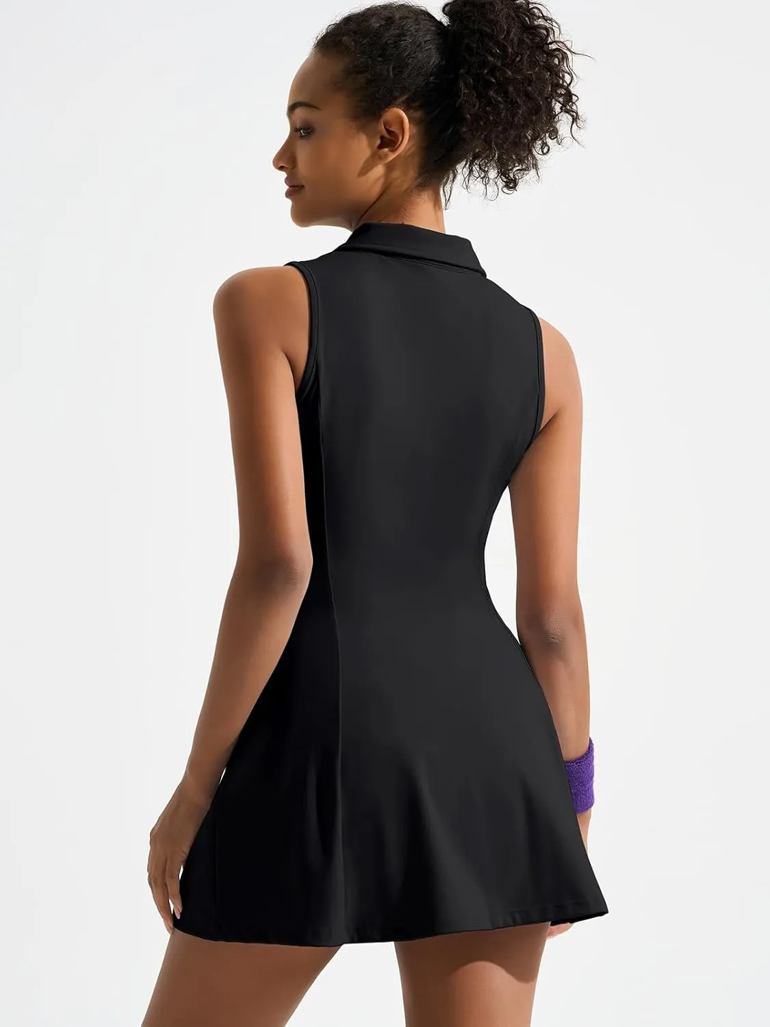 Dokuritu Golf Dresses for Women Polo Half Zipper Sleeveless Tennis Workout Athletic Dress with Shorts and 4 Pockets