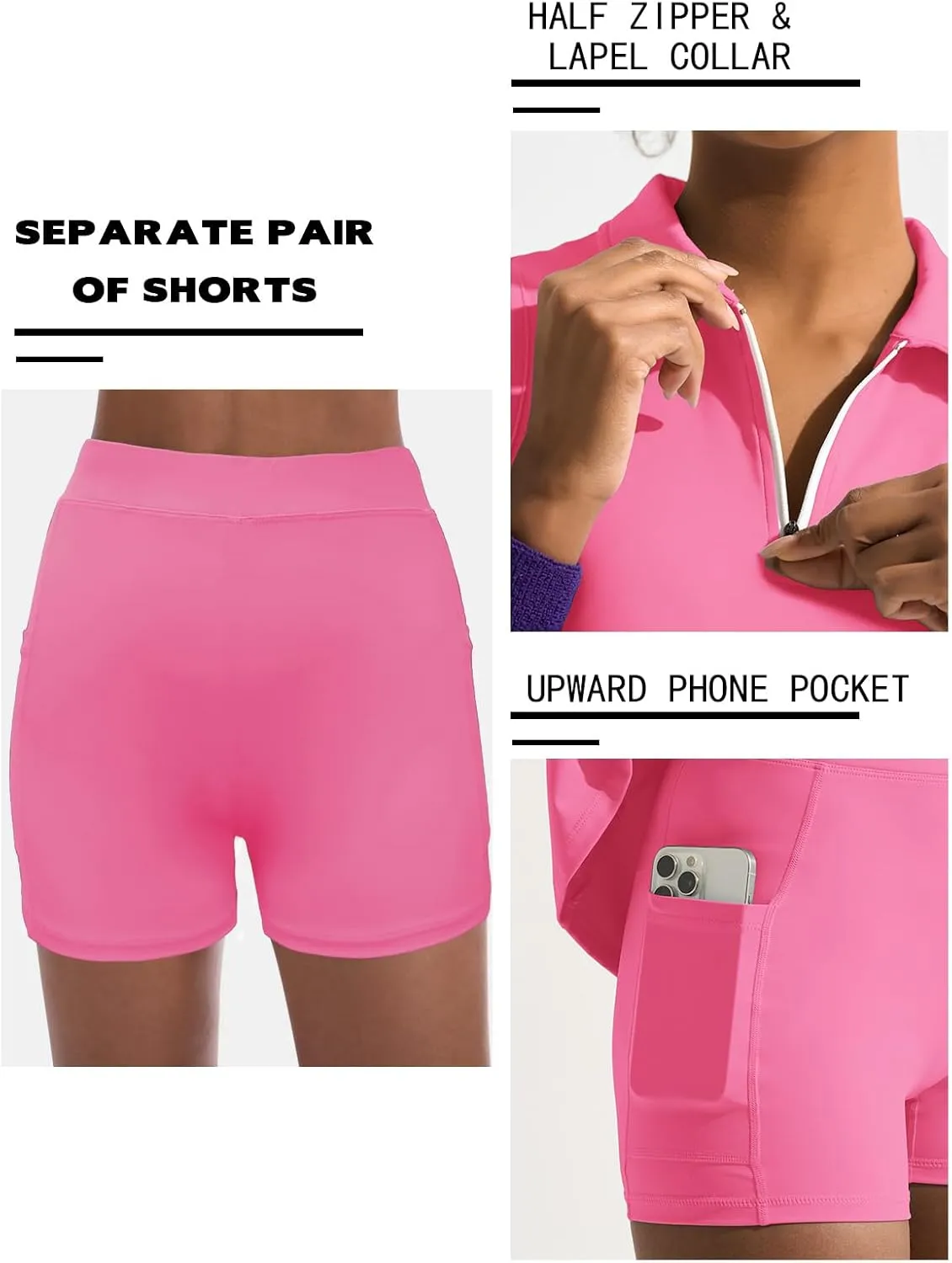 Dokuritu Golf Dresses for Women Polo Half Zipper Sleeveless Tennis Workout Athletic Dress with Shorts and 4 Pockets
