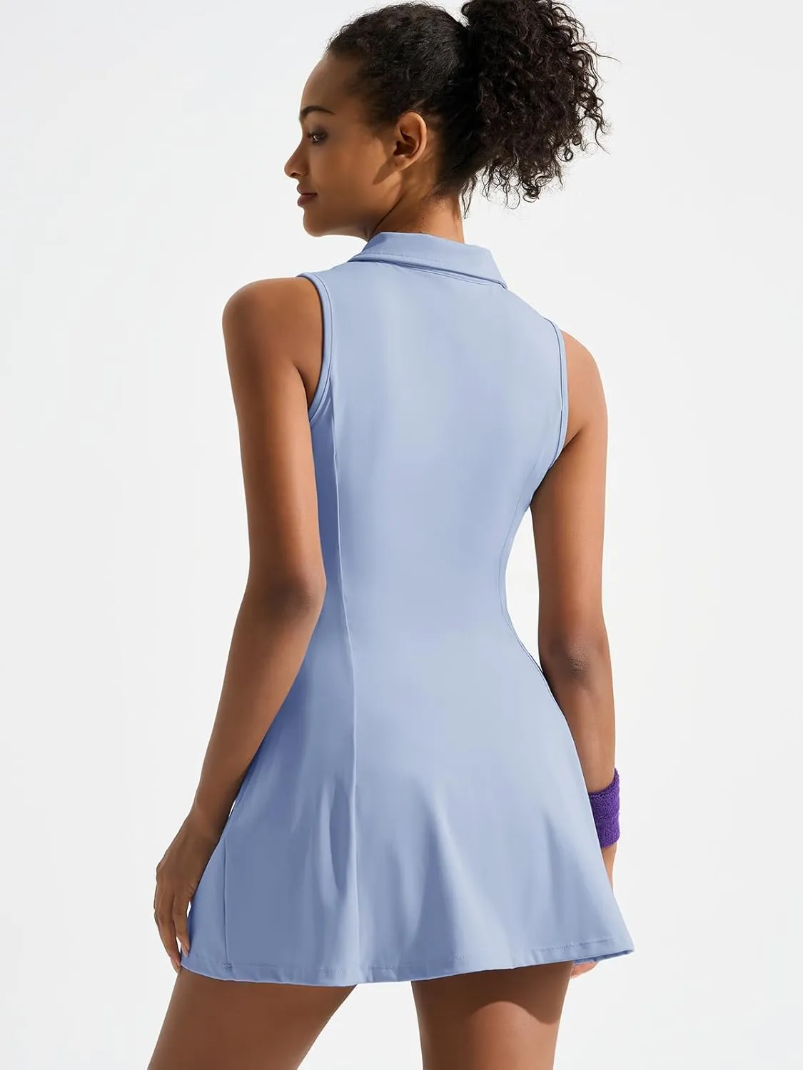 Dokuritu Golf Dresses for Women Polo Half Zipper Sleeveless Tennis Workout Athletic Dress with Shorts and 4 Pockets