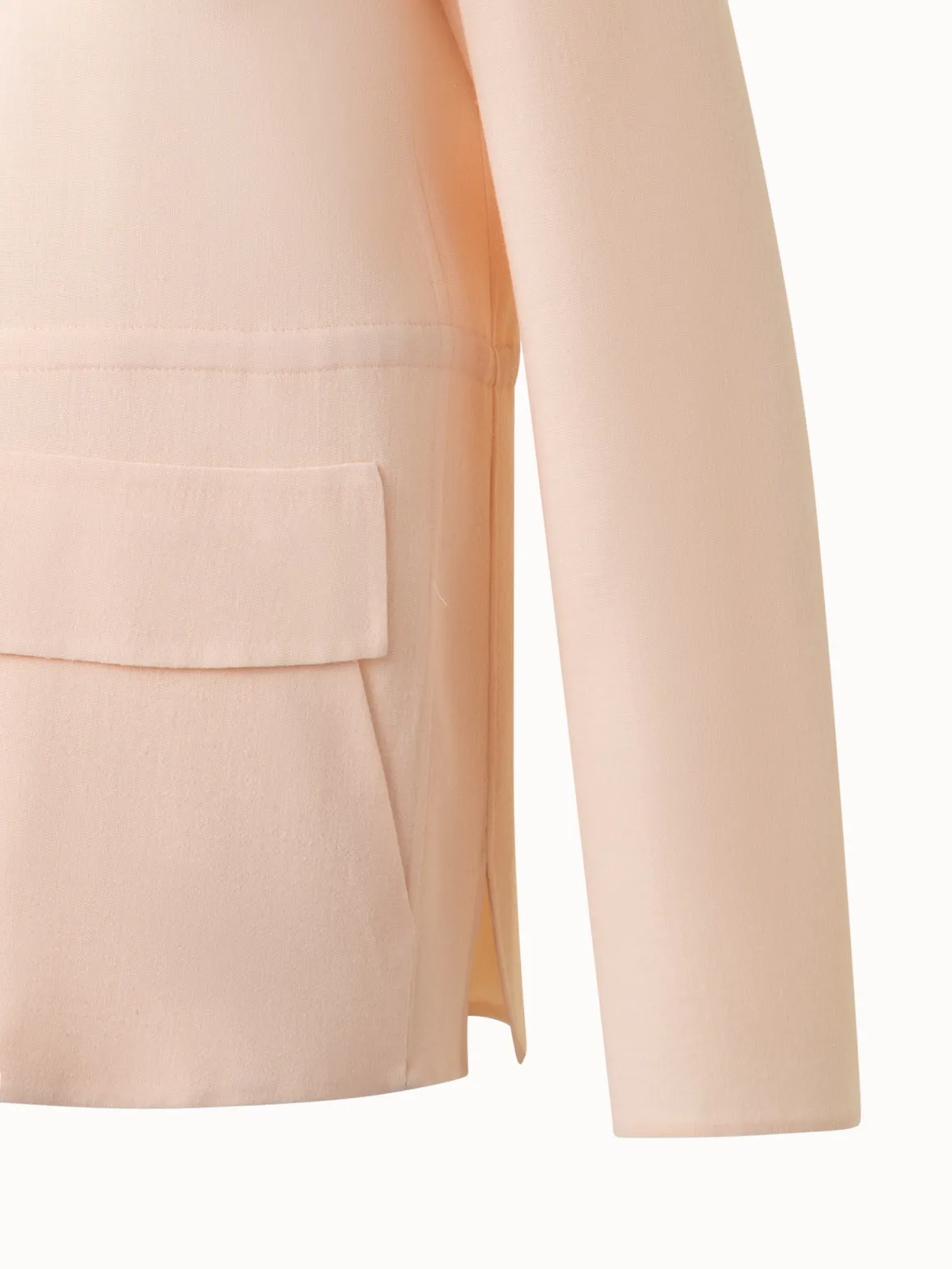Drawstring Shirt Jacket in Wool Double-Face