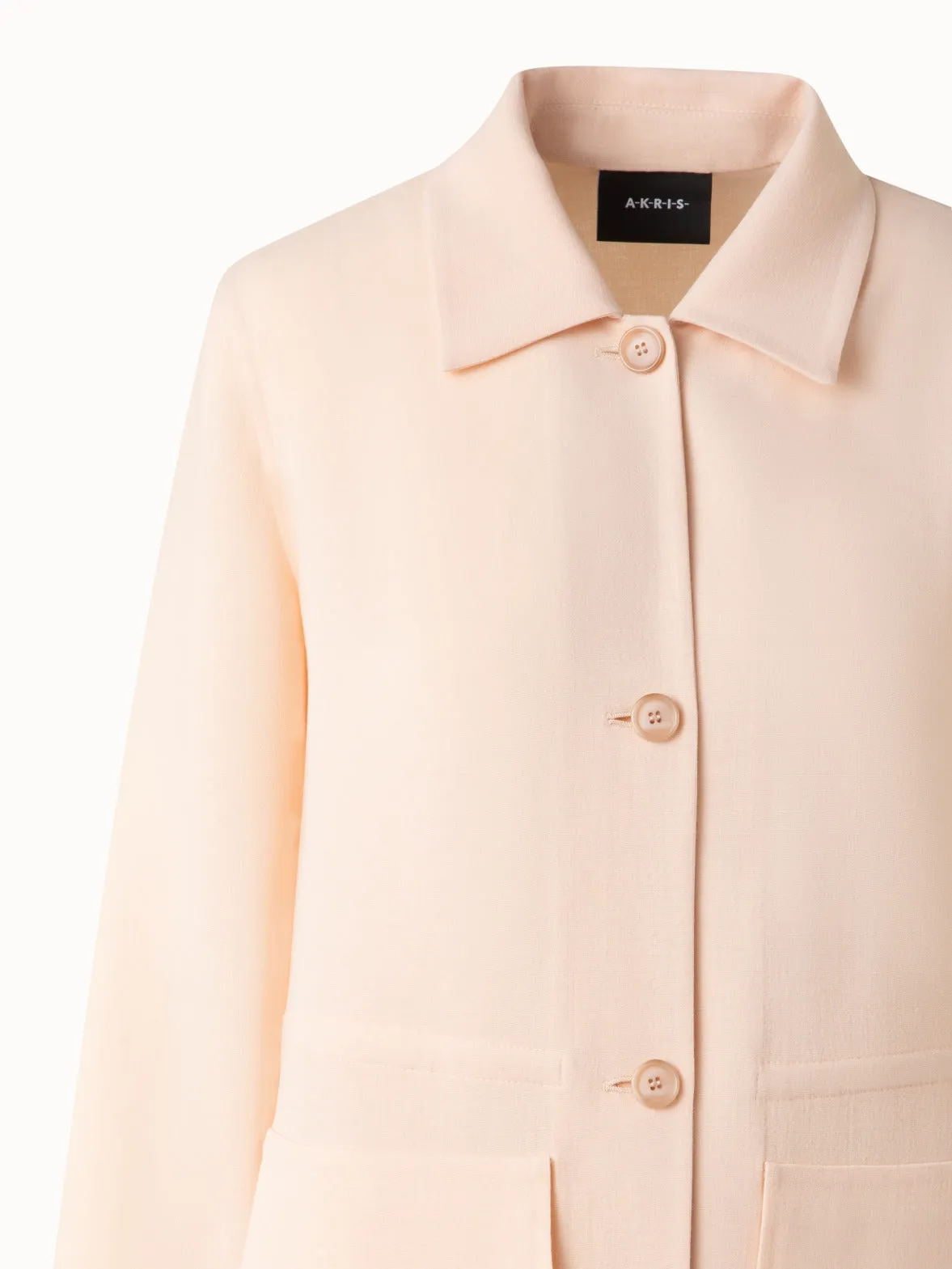 Drawstring Shirt Jacket in Wool Double-Face