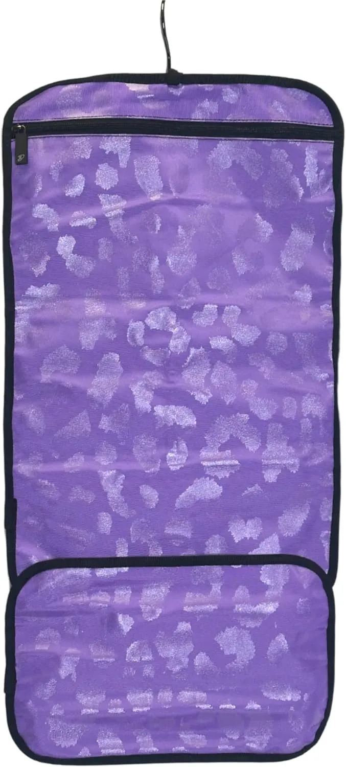 Dream Duffel Hanging Accessory Roll for Competition & Travel, Jewelry, Toiletry, & Cosmetic Bag, Purple Monochrome Leopard