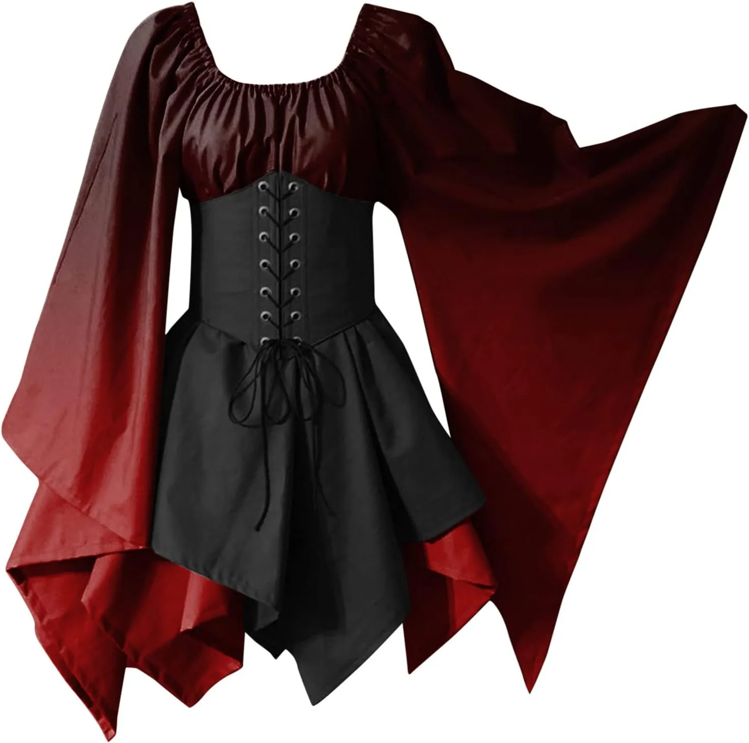 Dress Medieval Costume Women Halloween Costumes Gothic Gown Dresses Gothic Retro Long Sleeve Corset Dress Costumes for Women