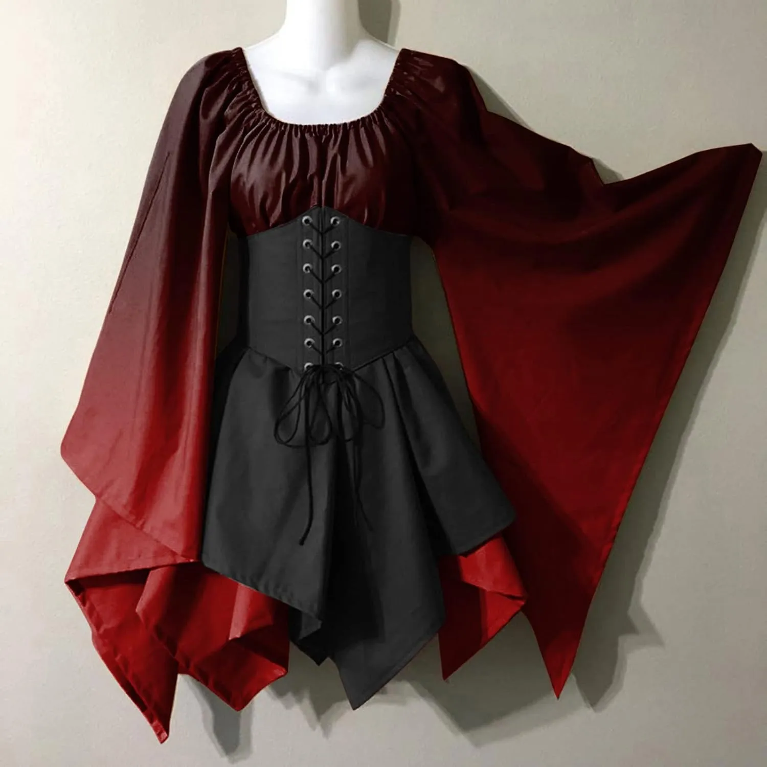 Dress Medieval Costume Women Halloween Costumes Gothic Gown Dresses Gothic Retro Long Sleeve Corset Dress Costumes for Women