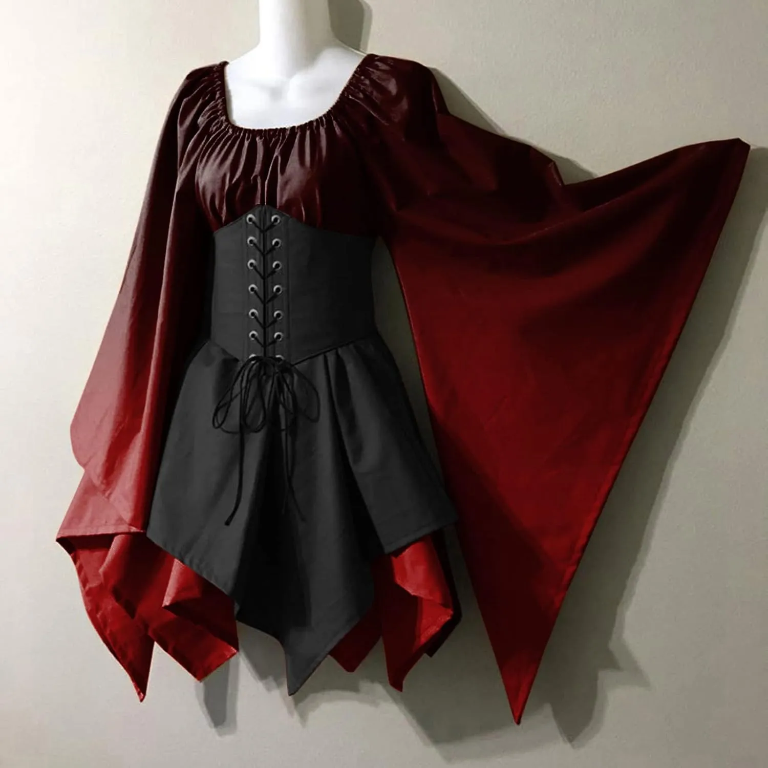 Dress Medieval Costume Women Halloween Costumes Gothic Gown Dresses Gothic Retro Long Sleeve Corset Dress Costumes for Women