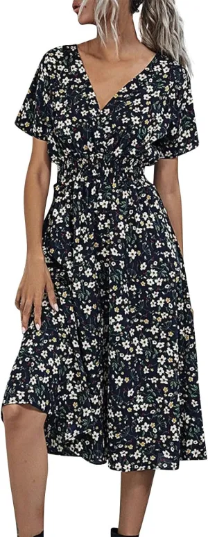 Dresses for Women 2025 Dresses for Women 2025 Casual XL Floral Print Swing Swing Flowy