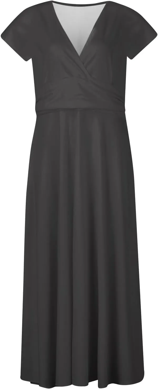 Dresses for Women 2025 Sleeveless Flowy Ruched Maxi Dress Wrap V Neck Floral Print Sundress Trendy Boho Dress