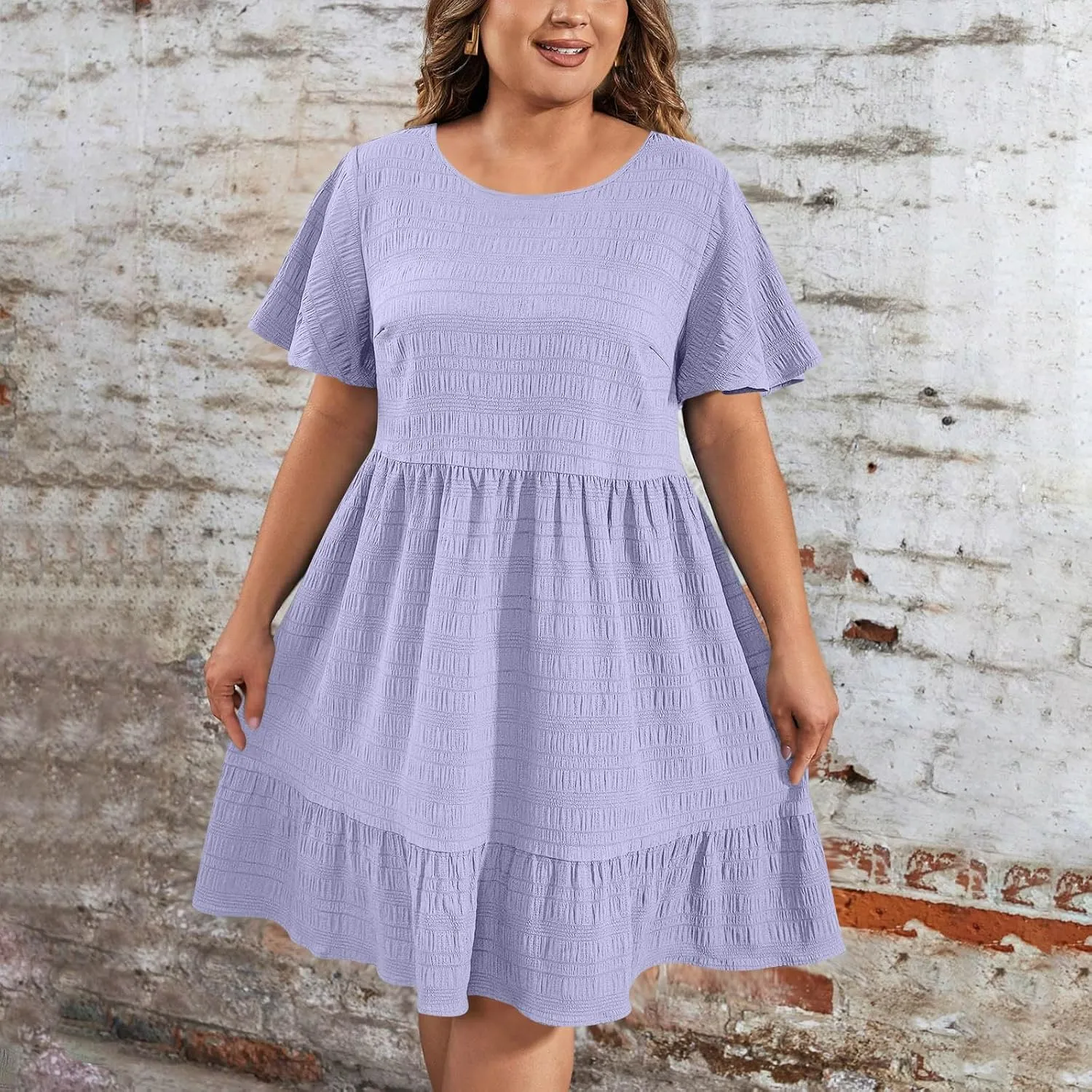 Dresses for Women 2025 Trendy Summer Beach Plus Size Midi Dresses for Curvy Women Short Sleeve Vacation Dress