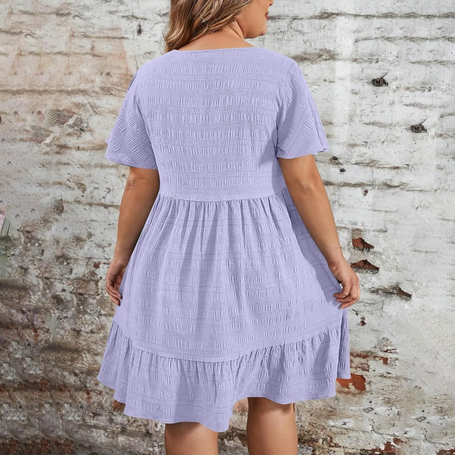 Dresses for Women 2025 Trendy Summer Beach Plus Size Midi Dresses for Curvy Women Short Sleeve Vacation Dress