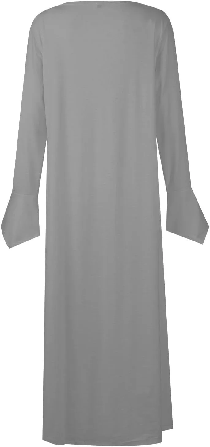 Dresses for Women Casual Trendy Plus Size Long Sleeve Midi Dress Sexy V Neck Button Down Summer Fall Flowy Dress