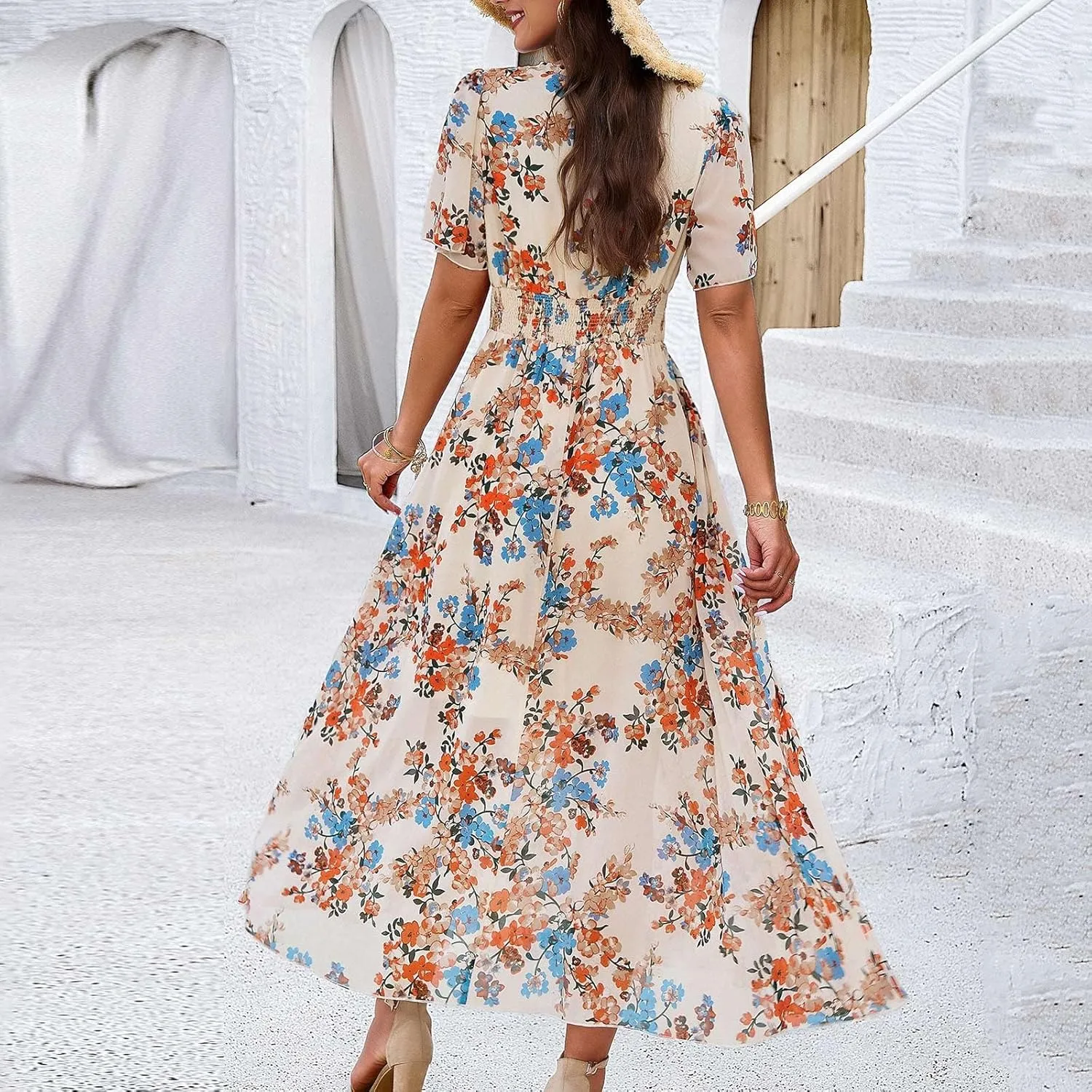 Easter Dress for Women Casual Spring Summer Womens Dresses for Wedding Guest Floral Print Women