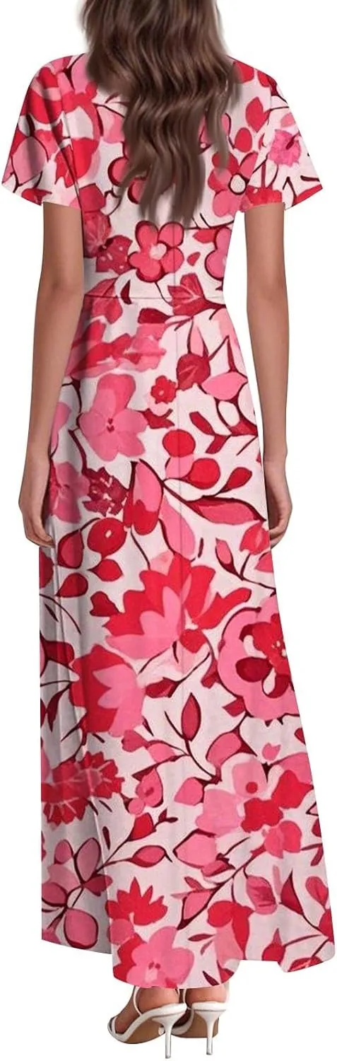 Easter Dress for Women Swing Flowy Ruffle Hem Swing Womens Dresses Chiffon Dress Summer Dresses