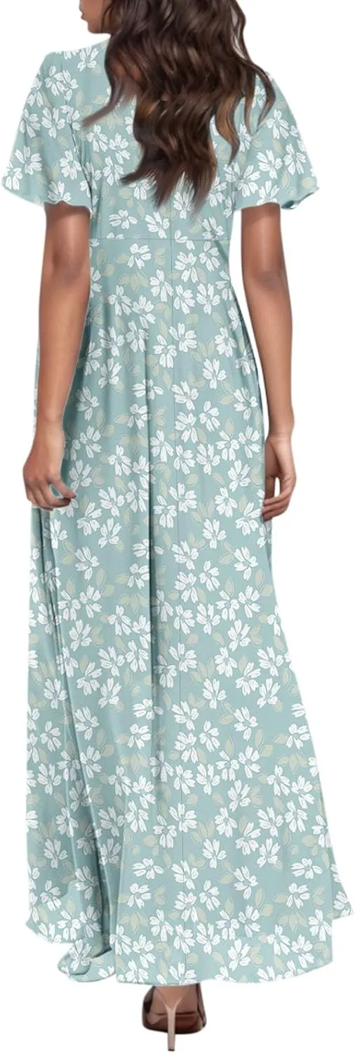Easter Dress for Women Swing Flowy Ruffle Hem Swing Womens Dresses Chiffon Dress Summer Dresses