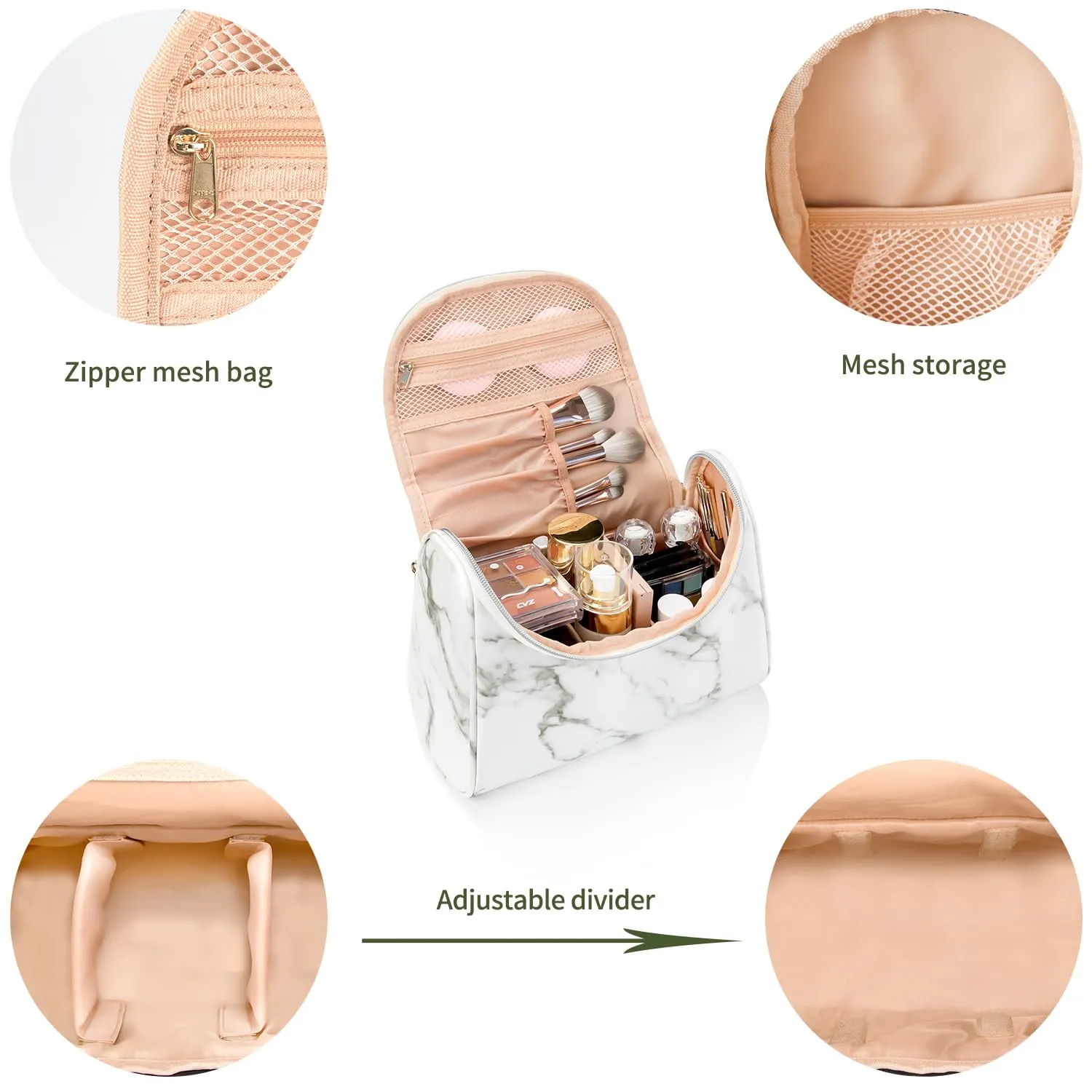 Ethereal Travel Makeup Bag, Toiletry Bag for Women Large Capacity Makeup Organizer Bag Waterproof Makeup Brush Organizer Vegan Leather Cosmetic Bag