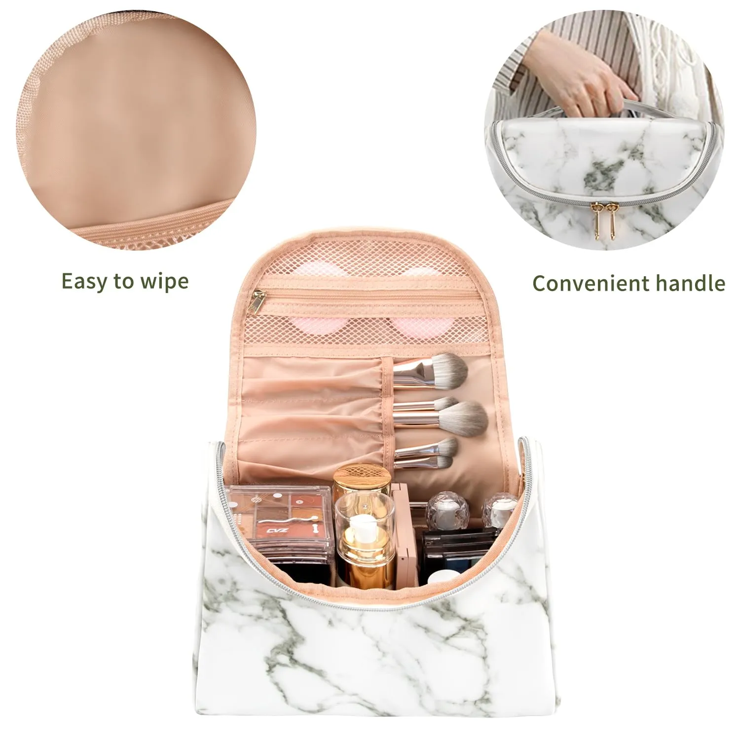 Ethereal Travel Makeup Bag, Toiletry Bag for Women Large Capacity Makeup Organizer Bag Waterproof Makeup Brush Organizer Vegan Leather Cosmetic Bag