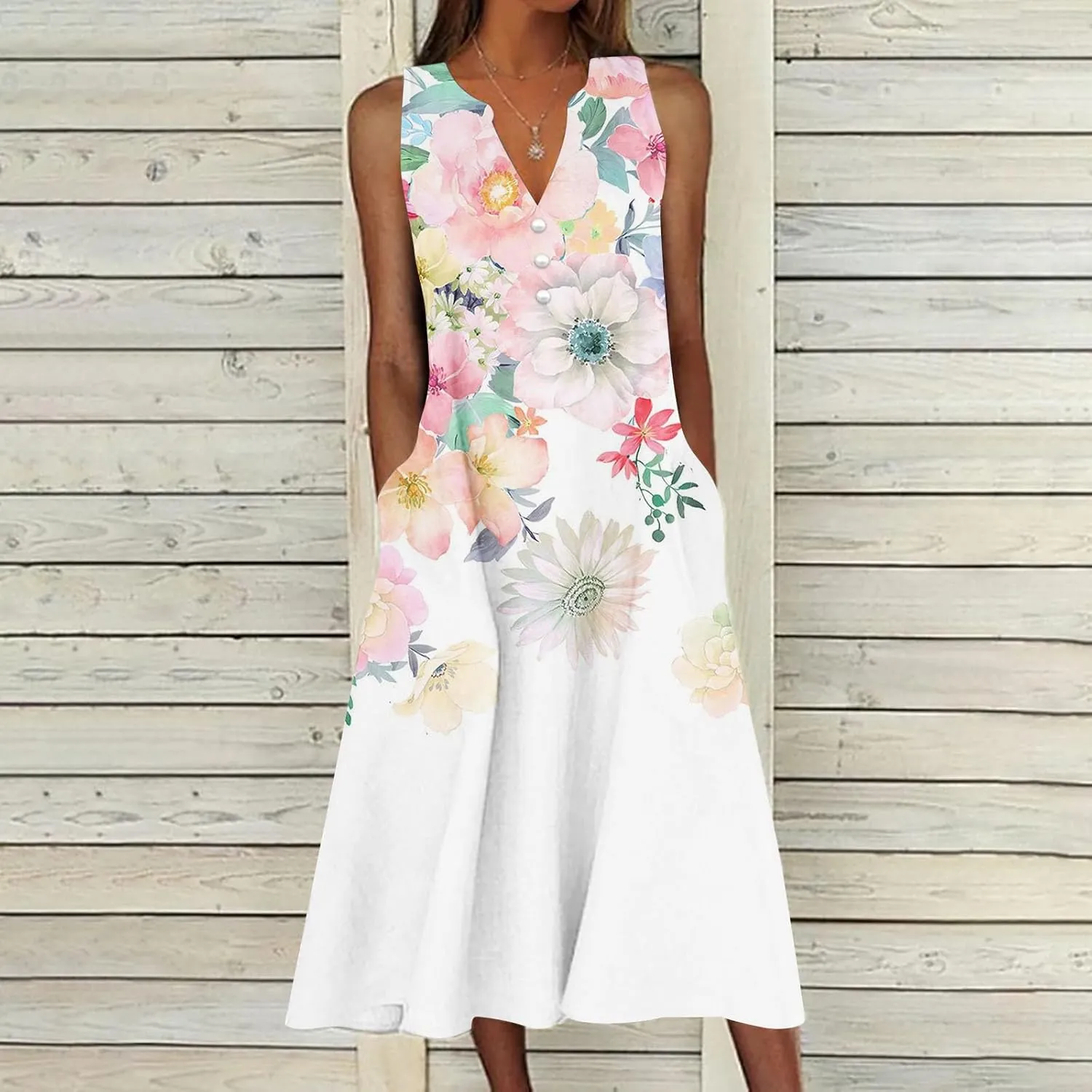 Finelylove Womens Summer Maxi Dresses 2025 Trendy Flowy A Line Beach Floral Plus Size Sundress Loose Fit Boho Long Dress