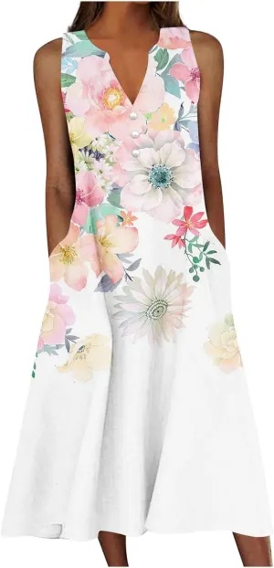 Finelylove Womens Summer Maxi Dresses 2025 Trendy Flowy A Line Beach Floral Plus Size Sundress Loose Fit Boho Long Dress