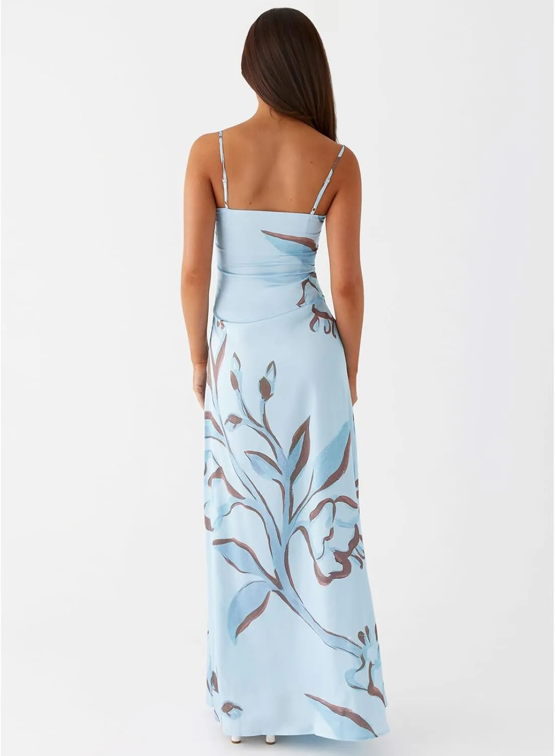 Floral Spaghetti Strap Maxi Dress Mesh Bodycon Sexy Backless Open Back Tie Up Slip Party Long Dresses Summer Sundress