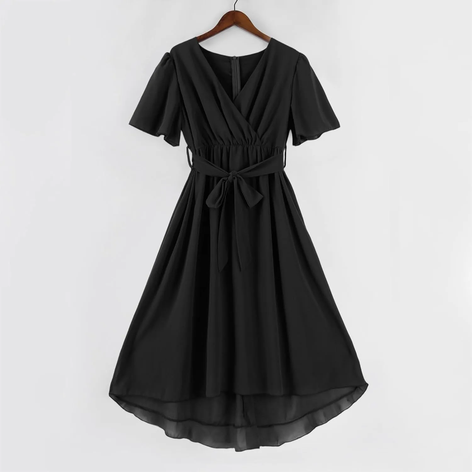 Formal Dresses for Women,Wrap Flowy Wedding Womens Midi Dress Chiffon Summer Sexy Dresses for Women Prom Cocktail
