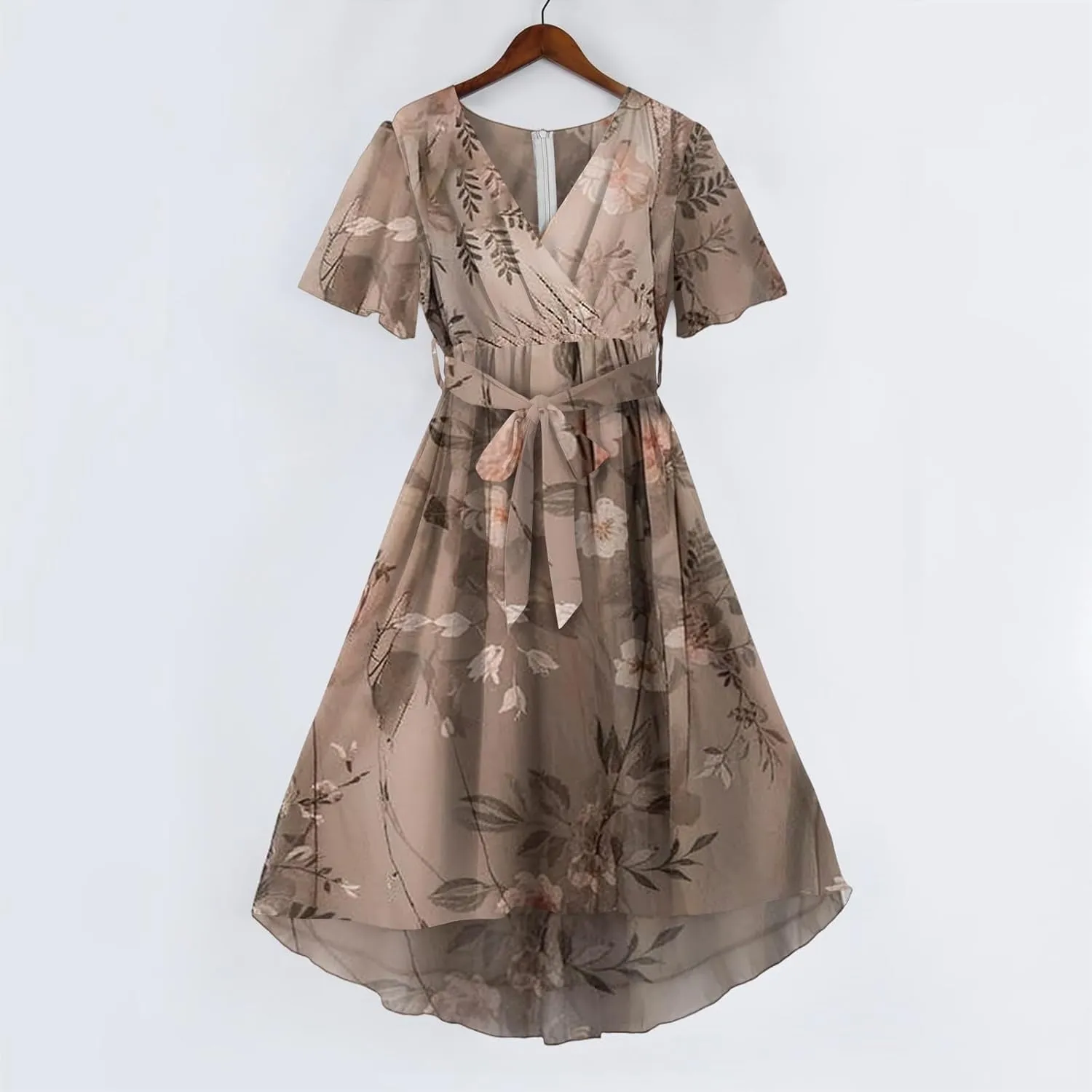 Formal Dresses for Women,Wrap Flowy Wedding Womens Midi Dress Chiffon Summer Sexy Dresses for Women Prom Cocktail