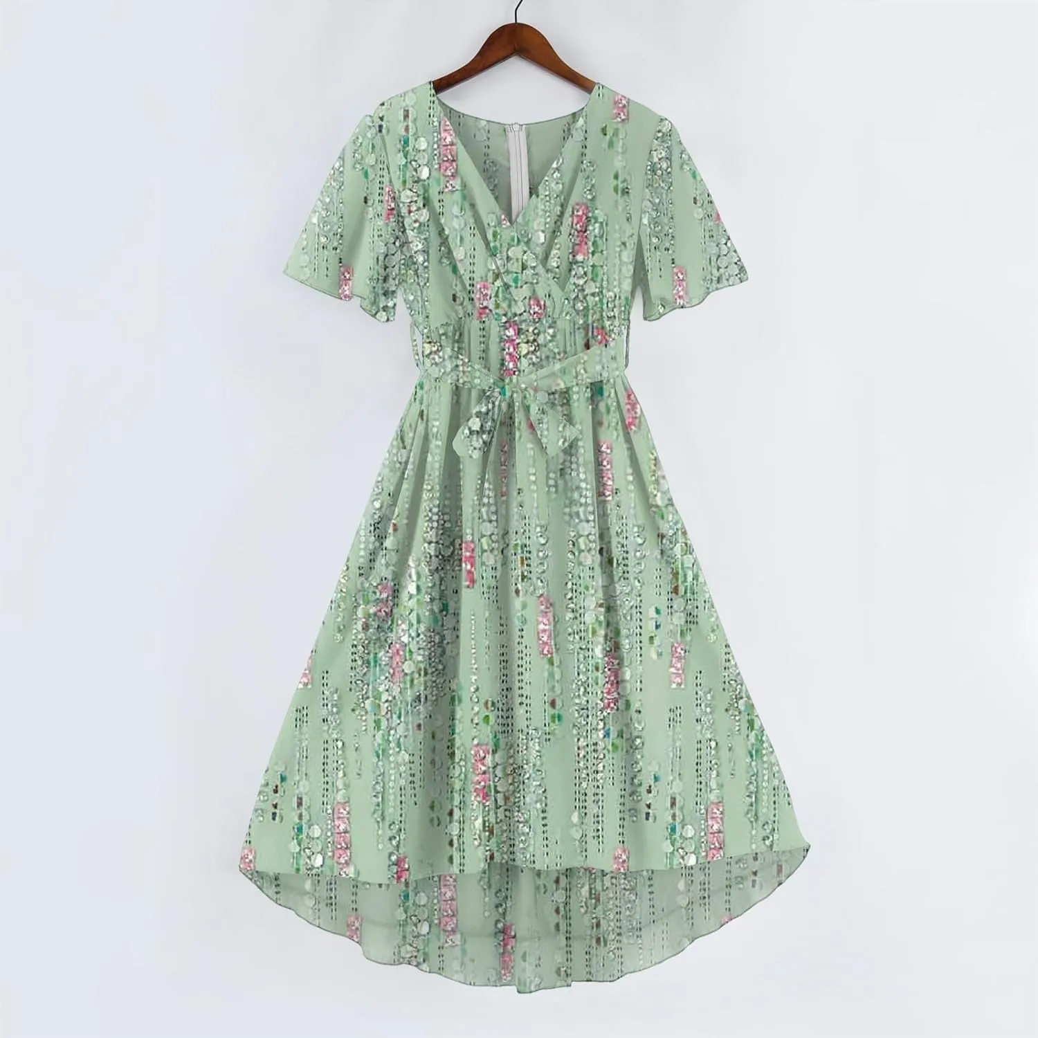 Formal Dresses for Women,Wrap Flowy Wedding Womens Midi Dress Chiffon Summer Sexy Dresses for Women Prom Cocktail