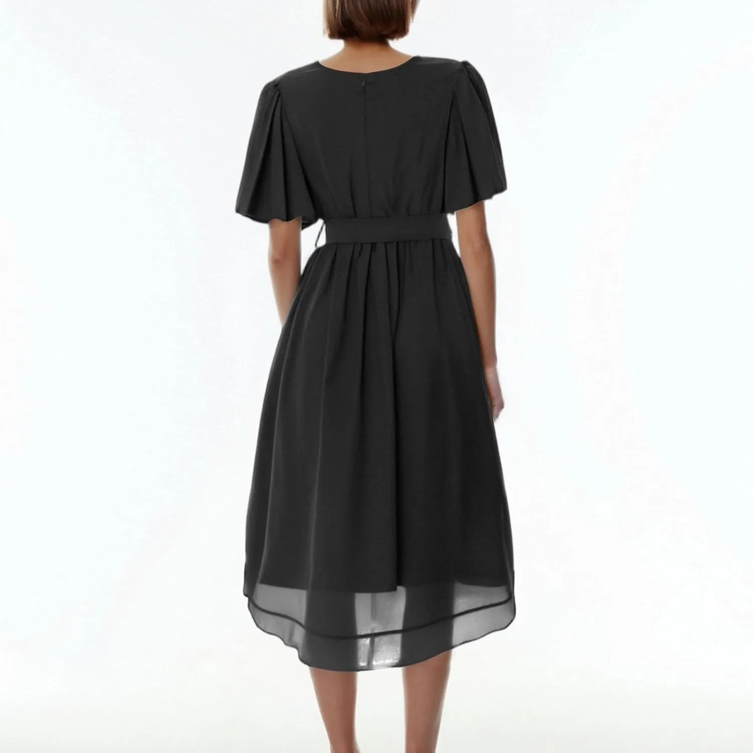 Formal Dresses for Women,Wrap Flowy Wedding Womens Midi Dress Chiffon Summer Sexy Dresses for Women Prom Cocktail