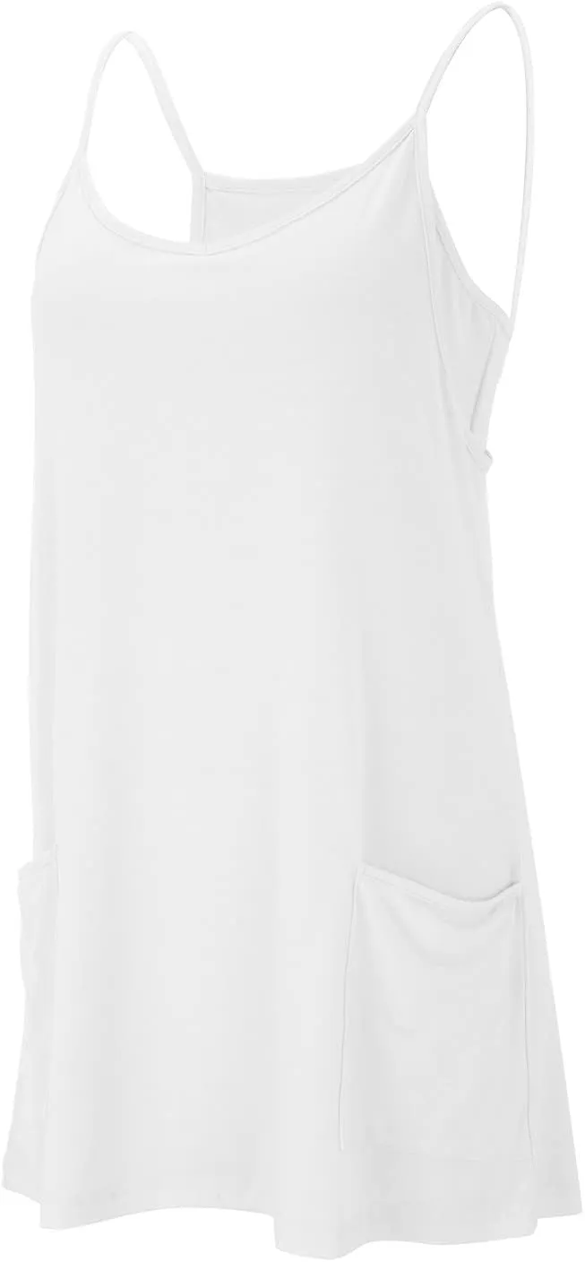 FZVYD Womens Summer Dresses Sleeveless Mini Dress U Neck Spaghetti Strap Sundress Athletic Basic Short Dress with Pockets