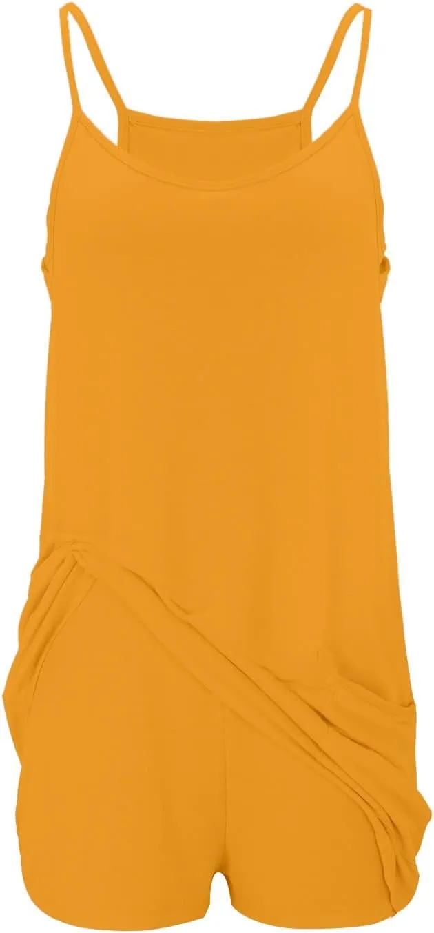 FZVYD Womens Summer Dresses Sleeveless Mini Dress U Neck Spaghetti Strap Sundress Athletic Basic Short Dress with Pockets