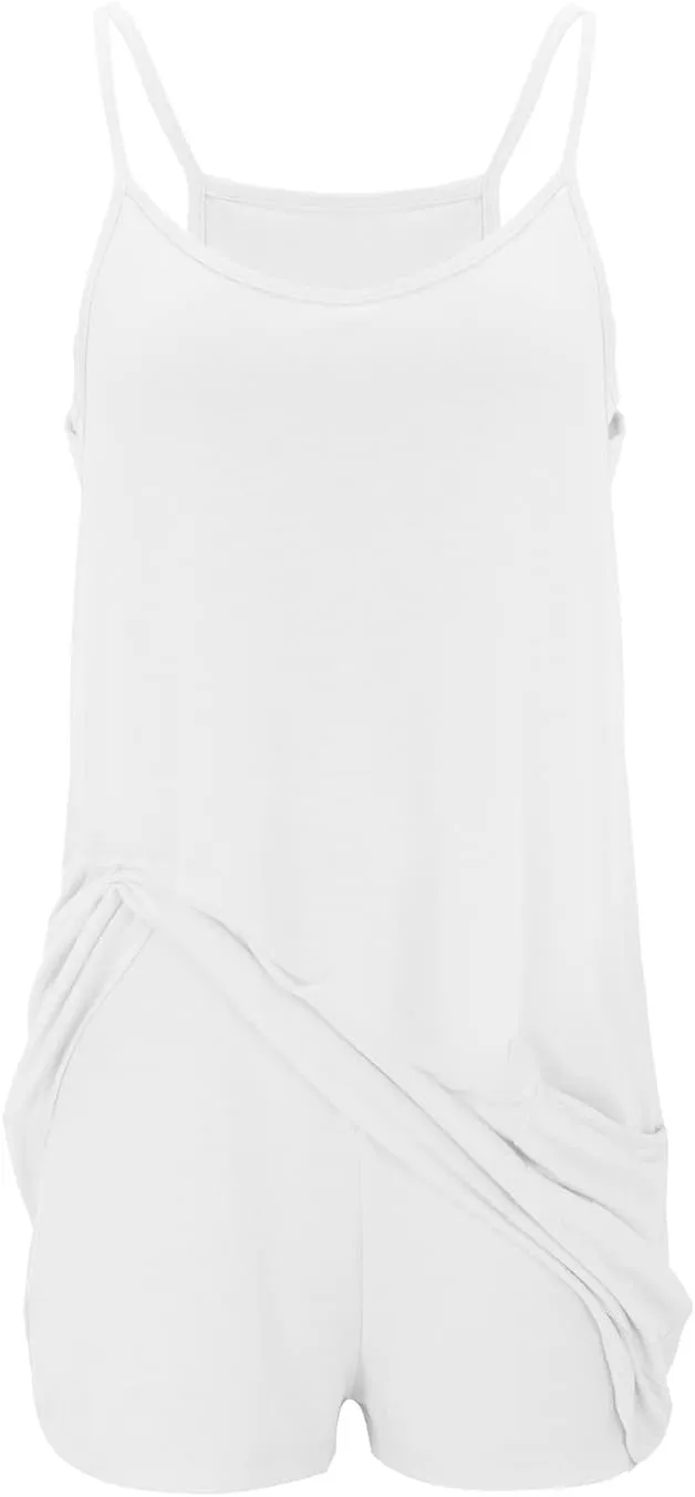 FZVYD Womens Summer Dresses Sleeveless Mini Dress U Neck Spaghetti Strap Sundress Athletic Basic Short Dress with Pockets
