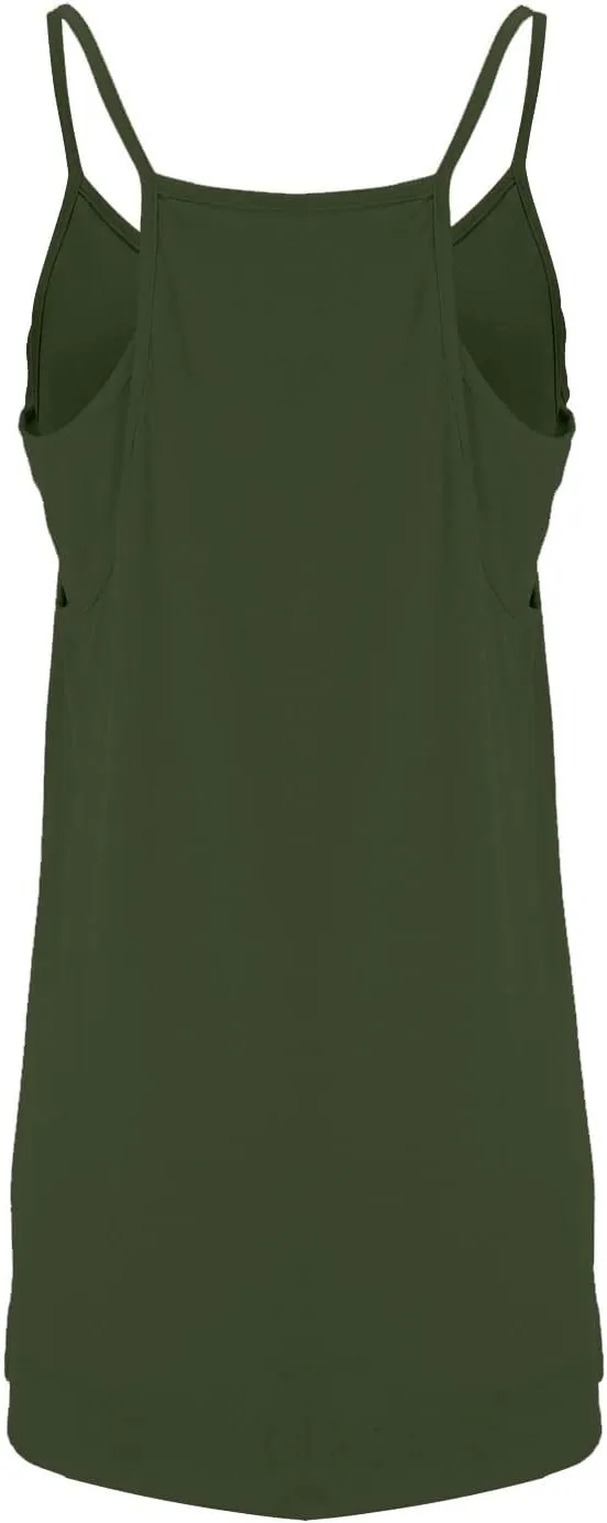 FZVYD Womens Summer Dresses Sleeveless Mini Dress U Neck Spaghetti Strap Sundress Athletic Basic Short Dress with Pockets
