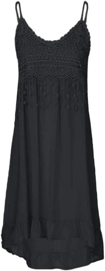 FZYLQY Summer Dresses for Women 2024 Trendy Plus Size Spaghetti Strap Tassel Midi Dress Fashion Beach Sundress Tank Dress