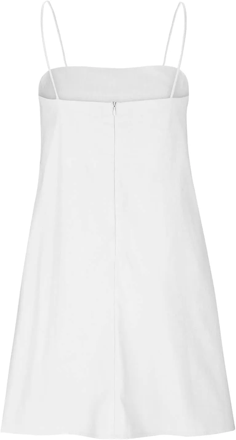 FZYLQY Womens Linen Spaghetti Strap Sleeveless Summer Mini Dresses Cute A-Line Back Zip Short Cami Dress Beach Party Sundress
