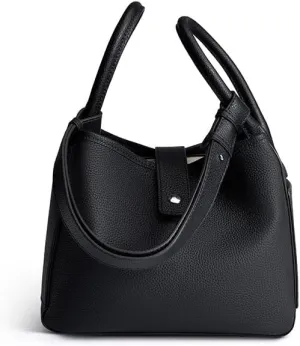 Genuine Leather Design Bucket Bag Vegetable Basket, Fashionable and Versatile Shoulder Handbag