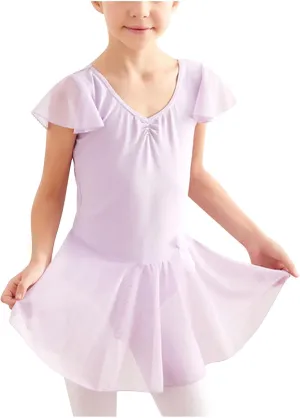 Girls Ballet Dress 2025 Trendy Mesh Dancewear Summer Cap Sleeve V Neck Mini Dress Solid Color A-Line Swing Dresses