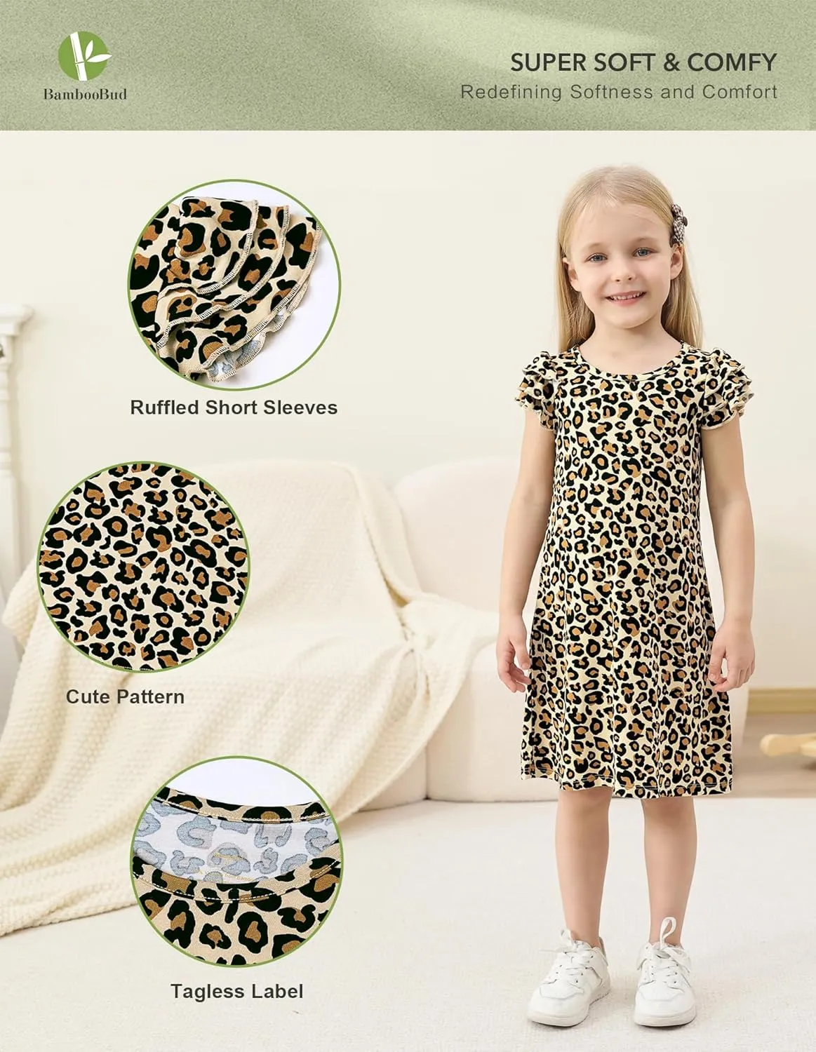 Girl's Casual Dress Toddlers Girl Summer Dresses Ruffle Short Sleeve Playwear Outfit Kids Scoop Neck Sundress