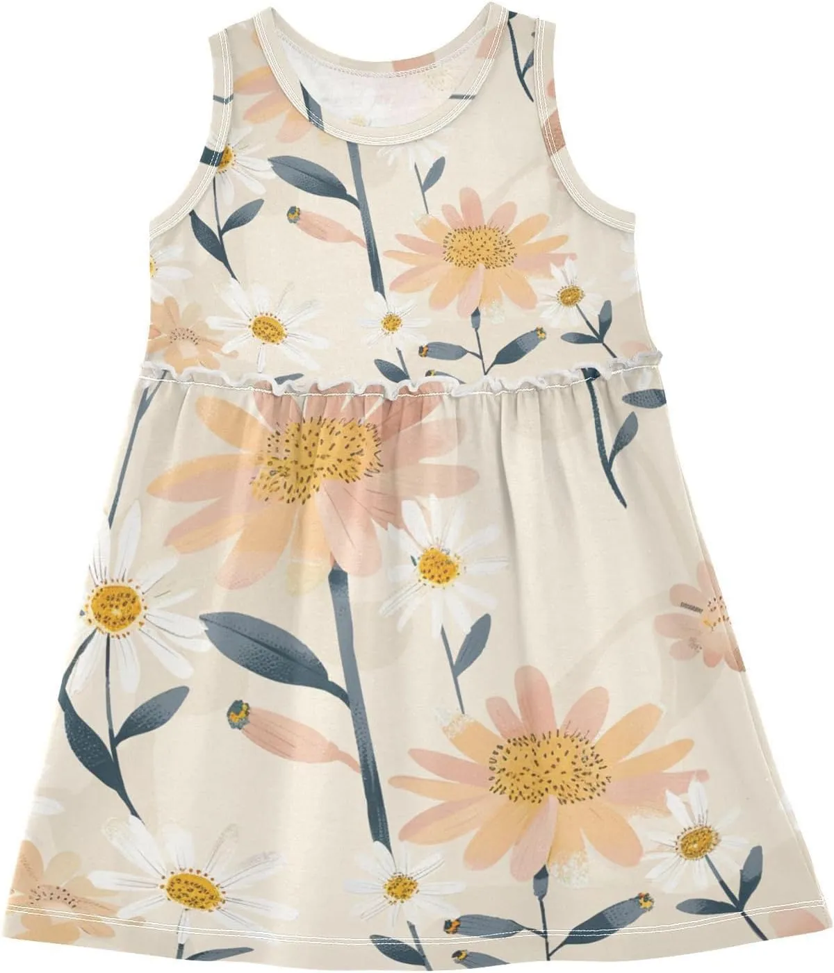 Girls Dresses Summer Toddler Sleeveless Midi Dress Casual Cotton A-Line Sundress