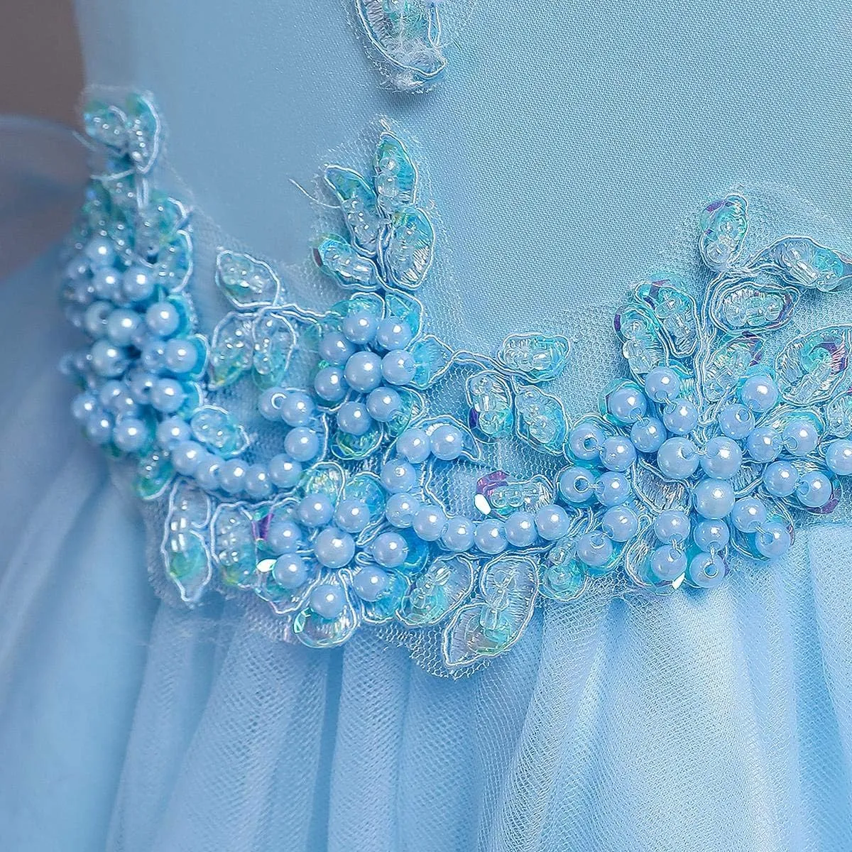 Girls Princess Tulle Lace Flower Pageant Dress Puffy Floor Length Wedding Bridesmaid Dress Party Tutu Maxi Gown