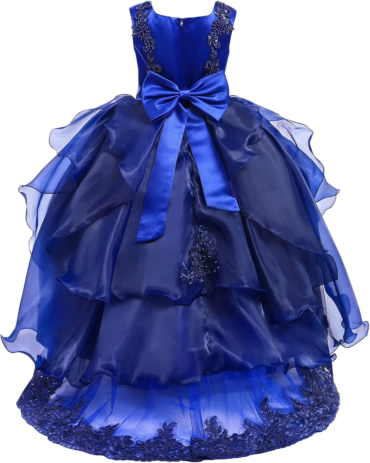 Girls Princess Tulle Lace Flower Pageant Dress Puffy Floor Length Wedding Bridesmaid Dress Party Tutu Maxi Gown