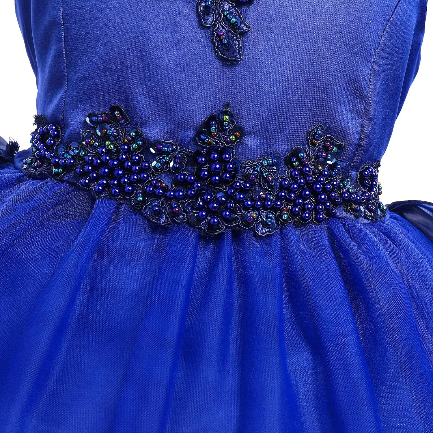 Girls Princess Tulle Lace Flower Pageant Dress Puffy Floor Length Wedding Bridesmaid Dress Party Tutu Maxi Gown