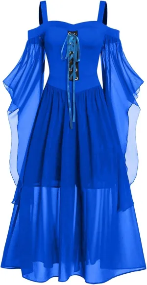 Goth Dress for Women 2025 Retro Cocktail Batwing Halloween Evening Fashion Plus Size Renaissance Medieval Dress