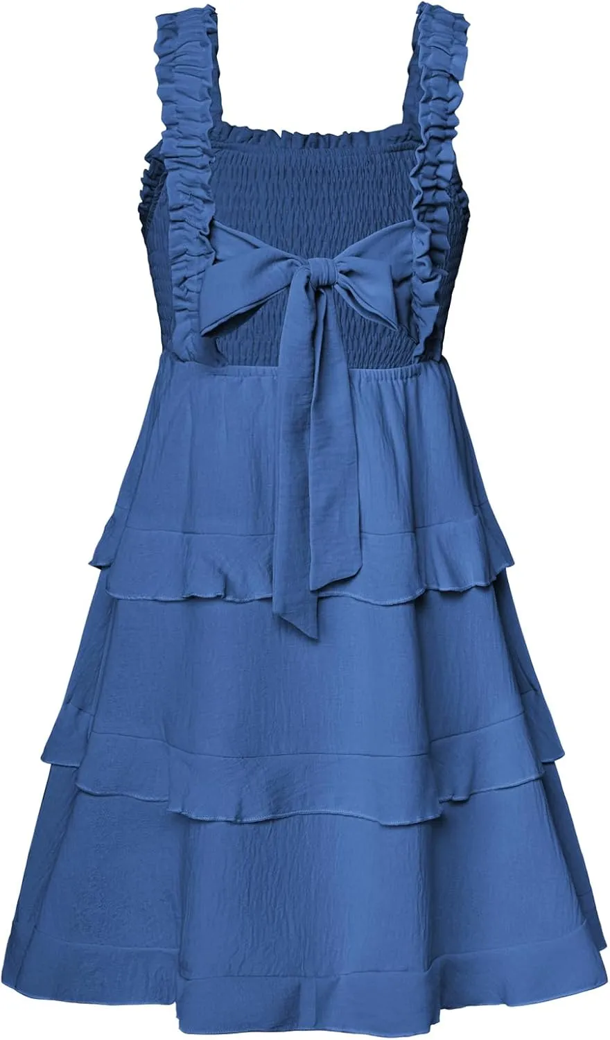 GRACE KARIN Girls Summer Dresses Tie Back Smocked A-Line Ruffle Hem Casual Elegant Midi Sundress Size 5-12 Years