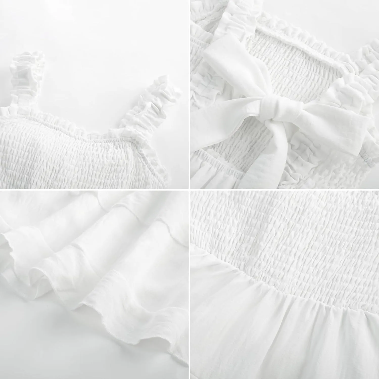 GRACE KARIN Girls Summer Dresses Tie Back Smocked A-Line Ruffle Hem Casual Elegant Midi Sundress Size 5-12 Years