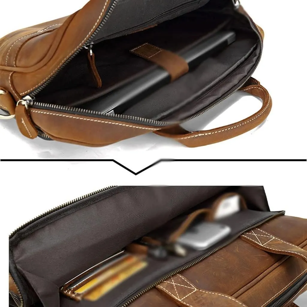 HBJWOV Business Men's Laptop Briefcase Bag Men's Laptop Men's Briefcase Document Bag Men's Leather