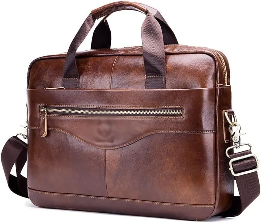 HBJWOV Large Capacity Vintage Messenger Bag Leather Men's Briefcase Tote Envelope Bag Computer Bag