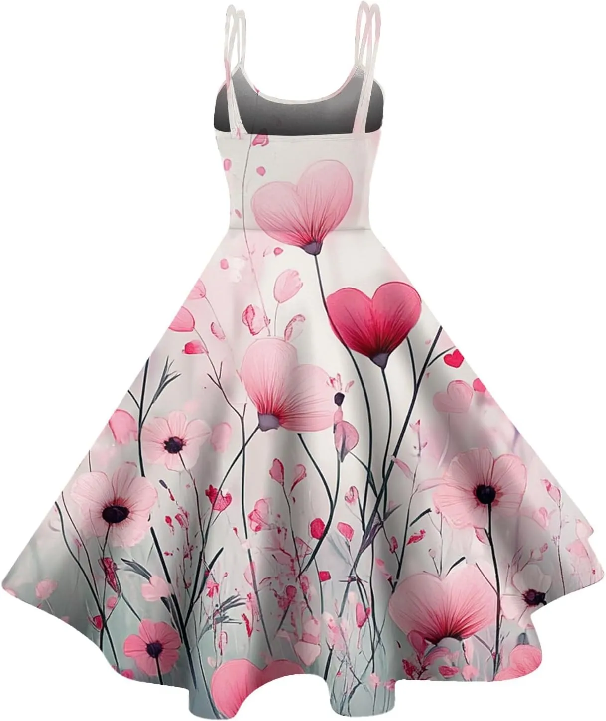 Heart Print Sleeveless Dress Elegant A-Line Swing Dress for Women Perfect for Parties & Special Occasions
