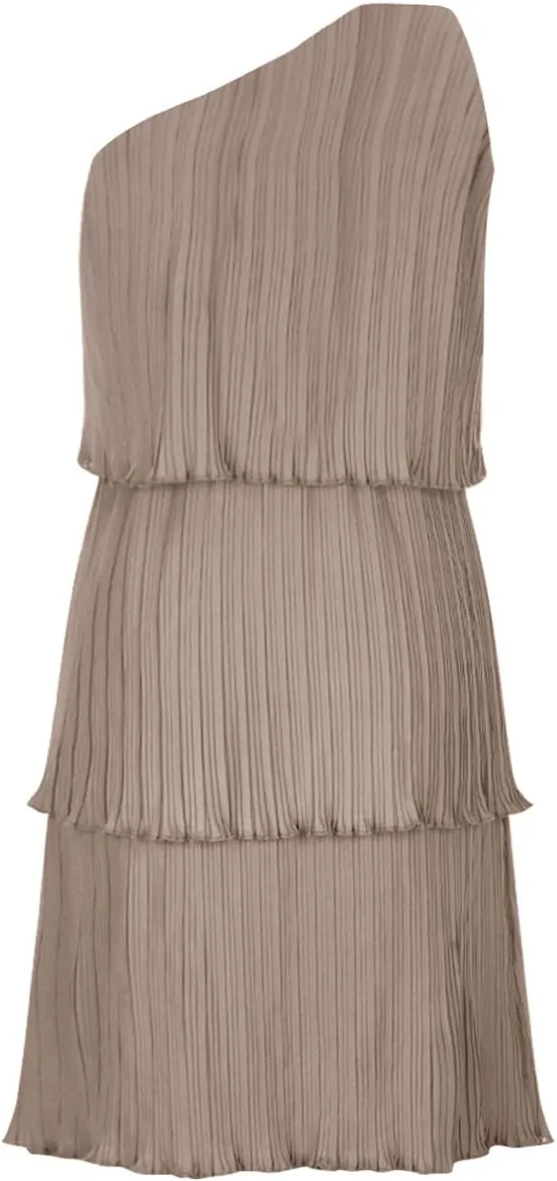 HGps8w One Shoulder Dresses for Women Summer Sleeveless Ruffle Tiered Layered Chiffon Flowy A Line Mini Dress for Party