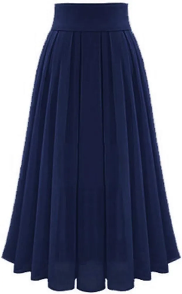 High Waisted Chiffon Skirt for Women Flowy Pleated Ruched Long Skirt Ladies High Waisted Swing Cocktail Maxi Skirt